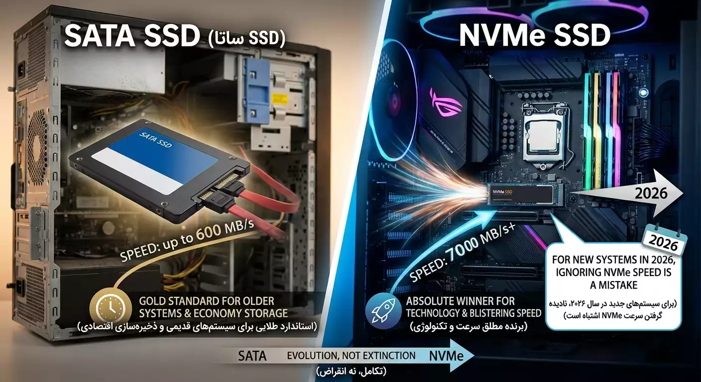 مقایسه SSD ساتا با NVMe 