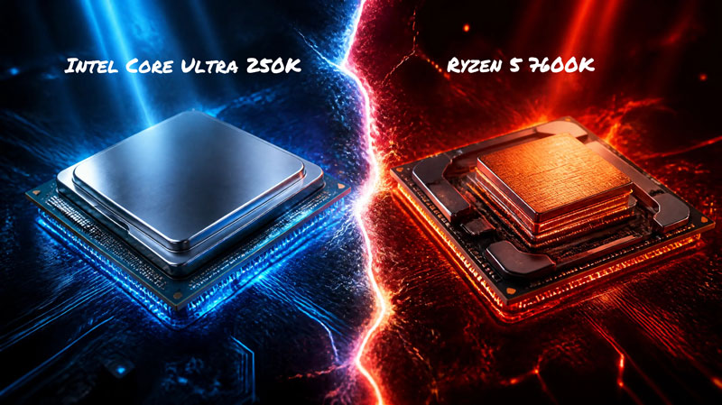 مقایسه ryzen5 7600 با intel 250k